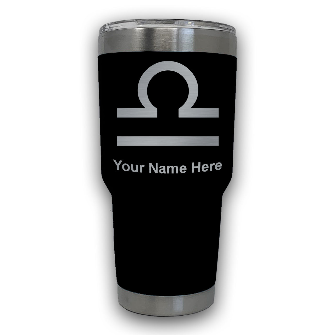 LaserGram 30oz Tumbler Mug, Zodiac Sign Libra, Personalized Engraving Included