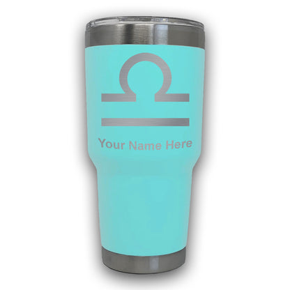 LaserGram 30oz Tumbler Mug, Zodiac Sign Libra, Personalized Engraving Included