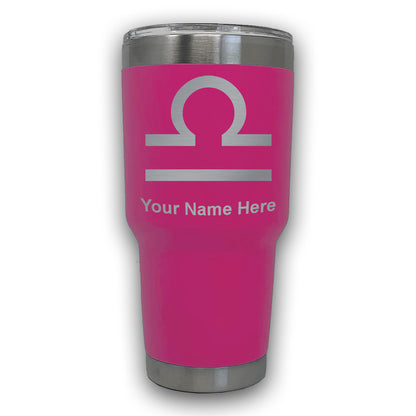 LaserGram 30oz Tumbler Mug, Zodiac Sign Libra, Personalized Engraving Included