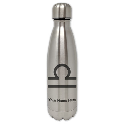 LaserGram Single Wall Water Bottle, Zodiac Sign Libra, Personalized Engraving Included
