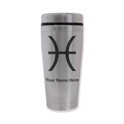 Commuter Travel Mug, Zodiac Sign Pisces, Personalized Engraving Included