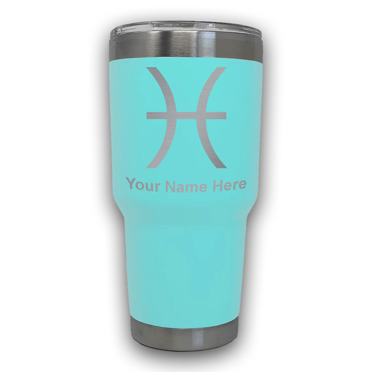 LaserGram 30oz Tumbler Mug, Zodiac Sign Pisces, Personalized Engraving Included