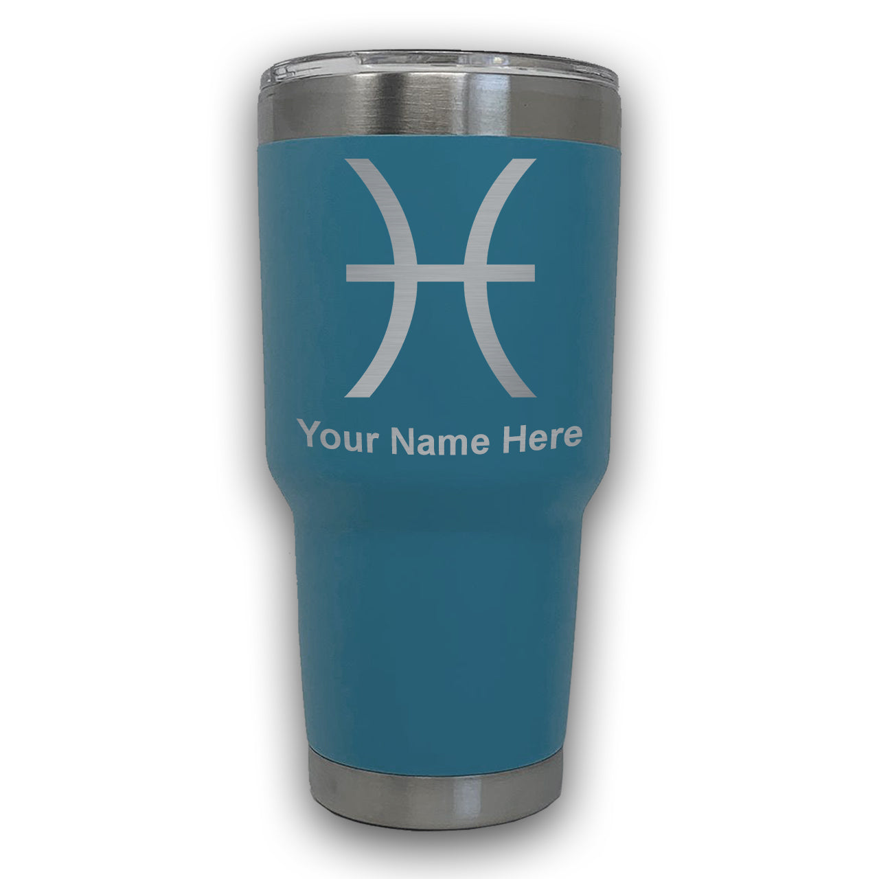 LaserGram 30oz Tumbler Mug, Zodiac Sign Pisces, Personalized Engraving Included