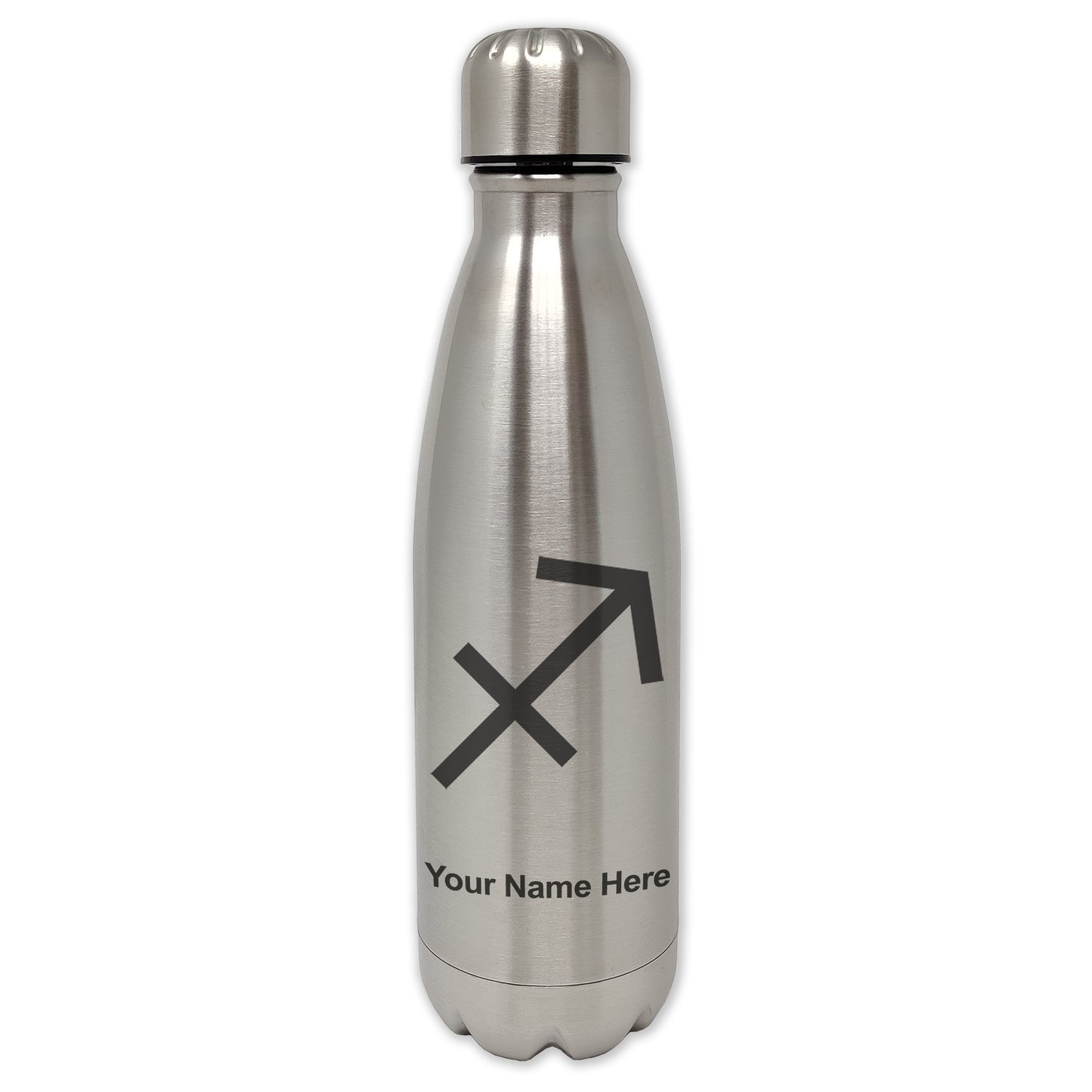 LaserGram Single Wall Water Bottle, Zodiac Sign Sagittarius, Personalized Engraving Included
