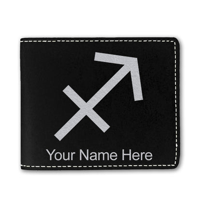 Faux Leather Bi-Fold Wallet, Zodiac Sign Sagittarius, Personalized Engraving Included