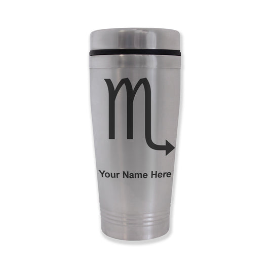 Commuter Travel Mug, Zodiac Sign Scorpio, Personalized Engraving Included