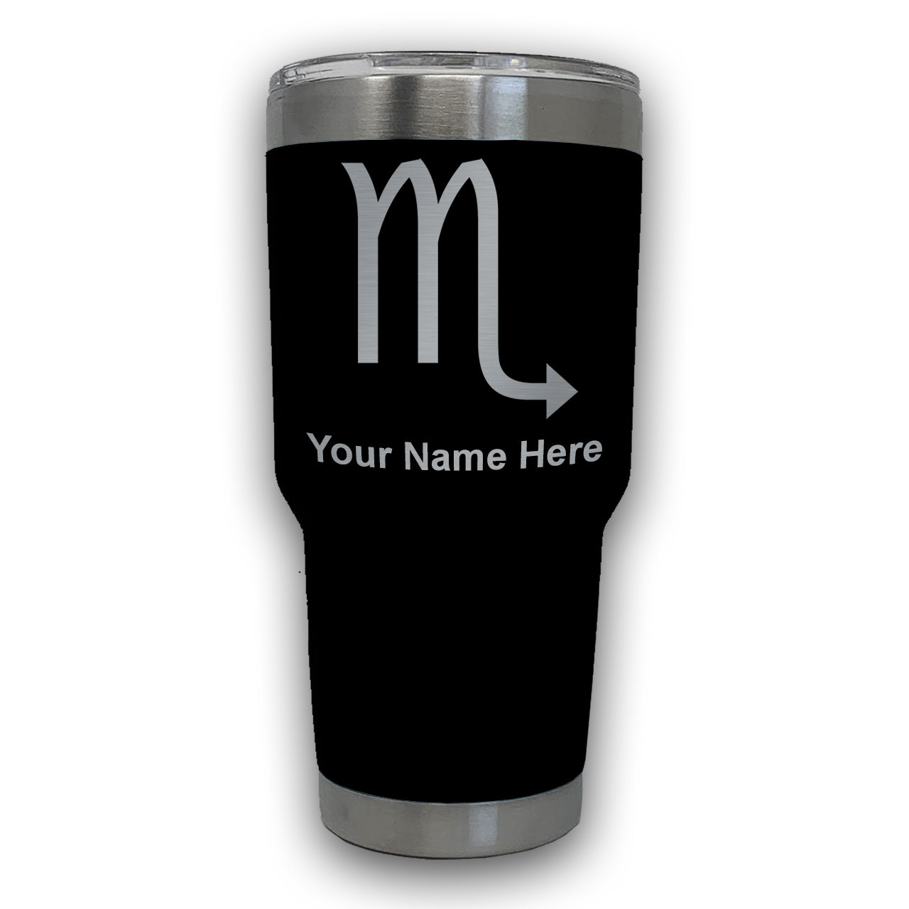 LaserGram 30oz Tumbler Mug, Zodiac Sign Scorpio, Personalized Engraving Included