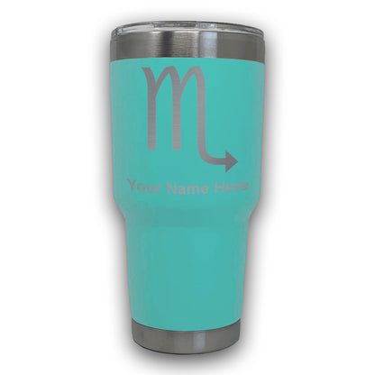 LaserGram 30oz Tumbler Mug, Zodiac Sign Scorpio, Personalized Engraving Included