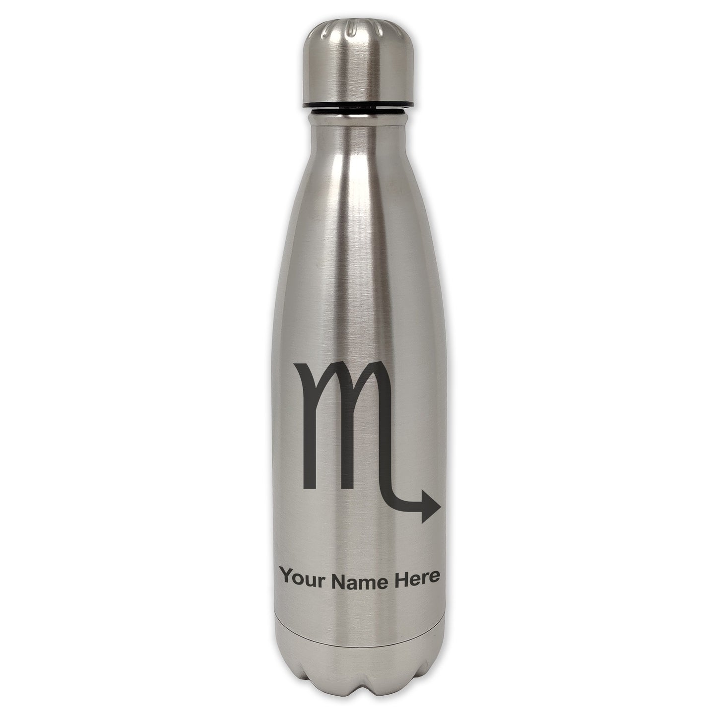 LaserGram Single Wall Water Bottle, Zodiac Sign Scorpio, Personalized Engraving Included