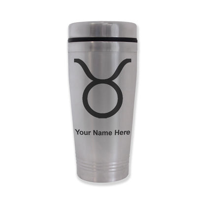 Commuter Travel Mug, Zodiac Sign Taurus, Personalized Engraving Included