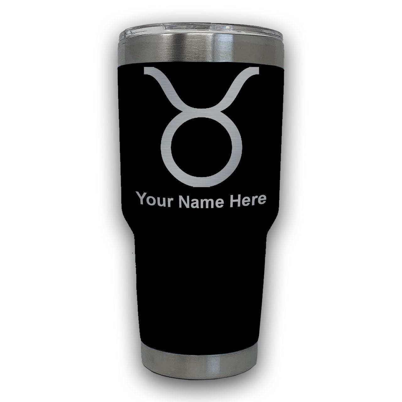 LaserGram 30oz Tumbler Mug, Zodiac Sign Taurus, Personalized Engraving Included