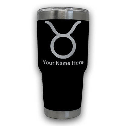 LaserGram 30oz Tumbler Mug, Zodiac Sign Taurus, Personalized Engraving Included