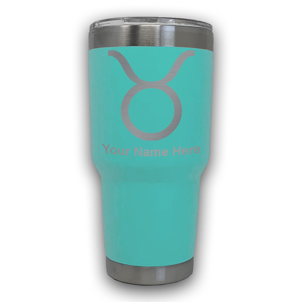 LaserGram 30oz Tumbler Mug, Zodiac Sign Taurus, Personalized Engraving Included