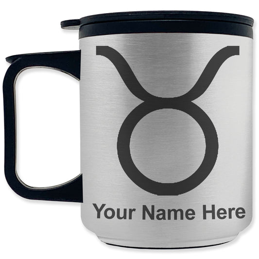 Coffee Travel Mug, Zodiac Sign Taurus, Personalized Engraving Included