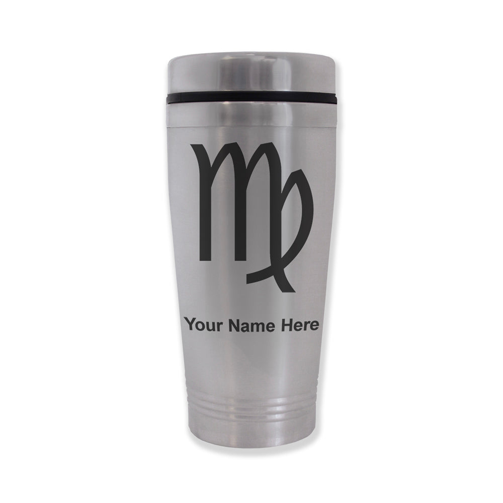 Commuter Travel Mug, Zodiac Sign Virgo, Personalized Engraving Included