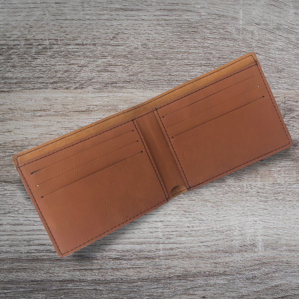 Faux Leather Bi-Fold Wallet, Hawaiian Surfer Girl, Personalized Engraving Included