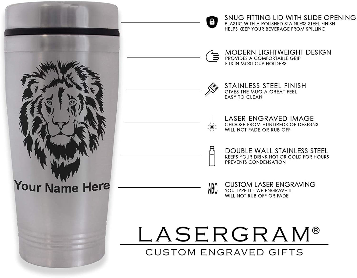 Commuter Travel Mug, Grand Piano, Personalized Engraving Included