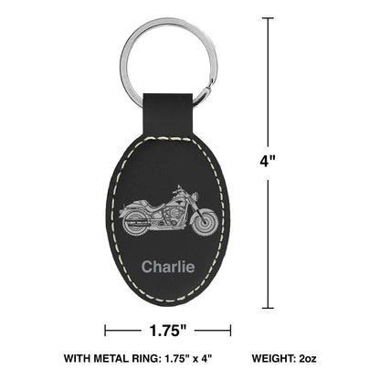 Faux Leather Oval Keychain, Rottweiler Dog, Personalized Engraving Included